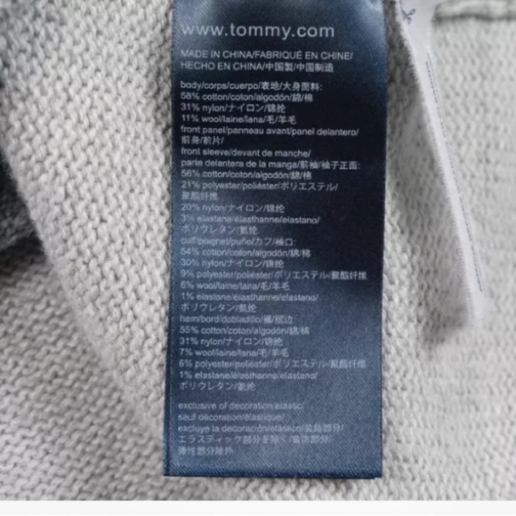 TOMMY HILFIGER pullover crew sweater Velvet logo Y2K streetwear sz L wool cotton - Picture 13 of 13